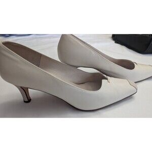 Renzo Fontanelli Firenze Cream Leather Pumps 9.5C Heels Italy Classic